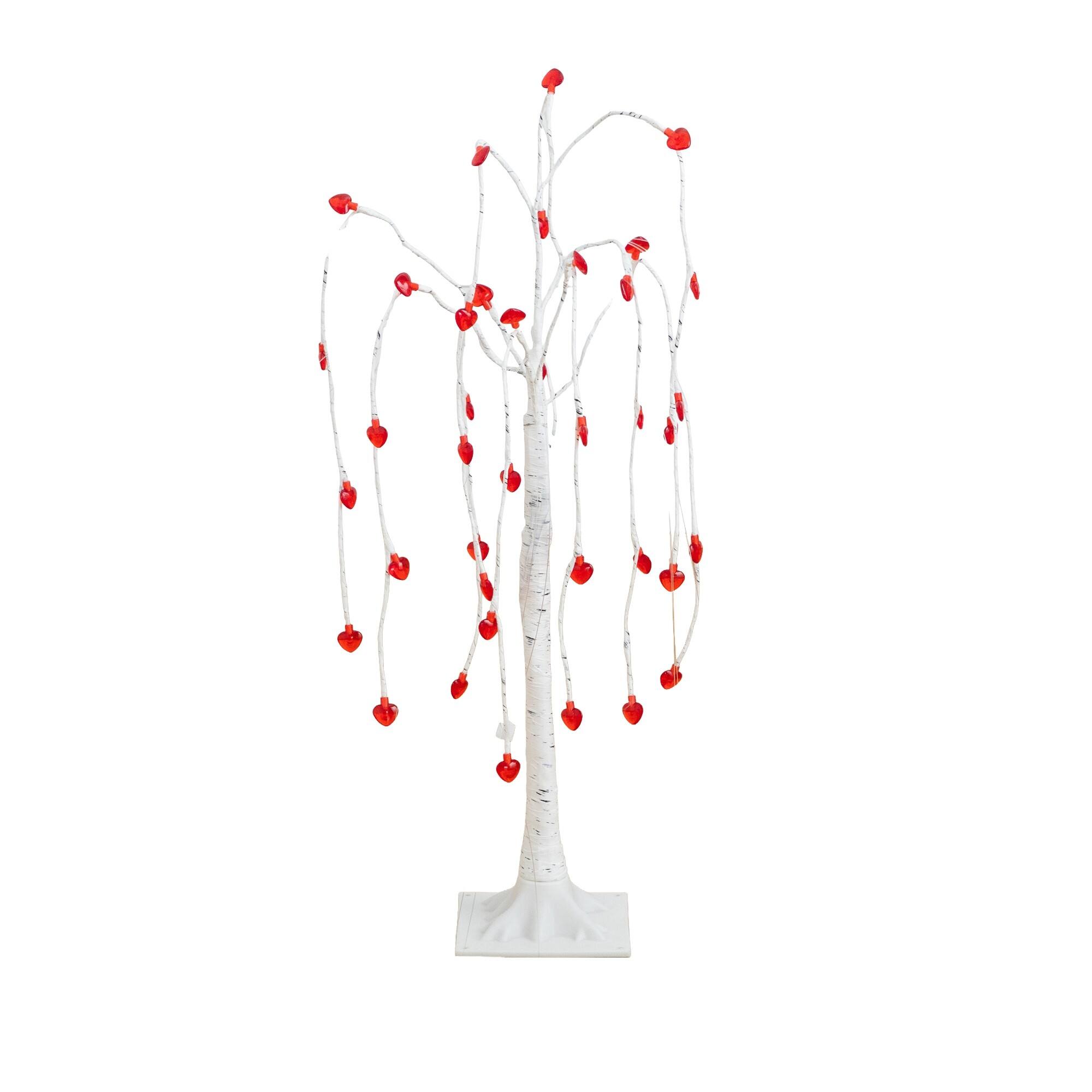 3ft. Pre-Lit Artificial Valentine's Day Willow Tree with 40 Heart Shaped LED Lights